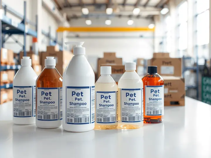 宠物香波产品多规格展示，250ml、500ml、1L瓶装